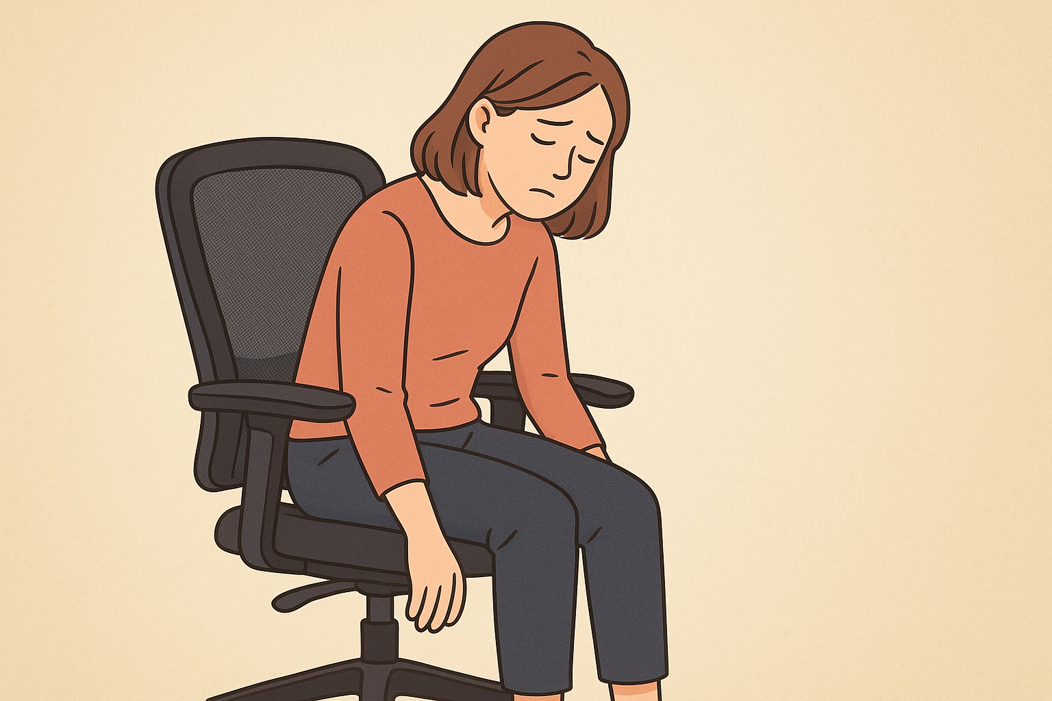 椅子に座って辛い女性