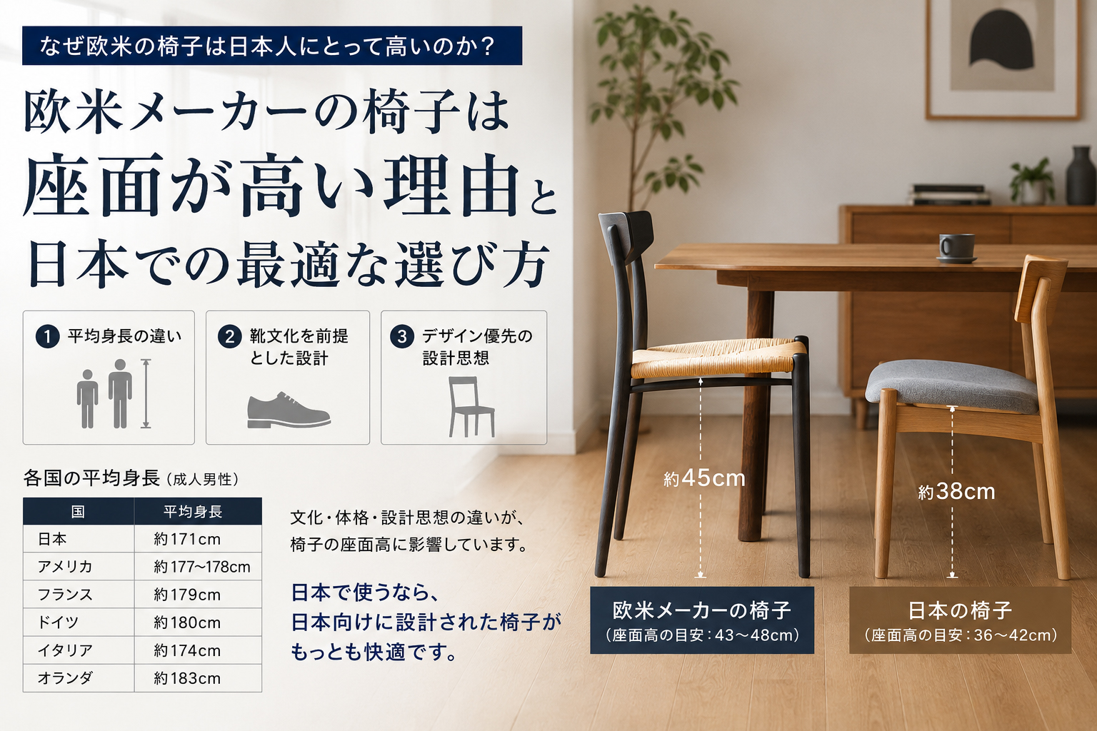 椅子の座面が高い理由